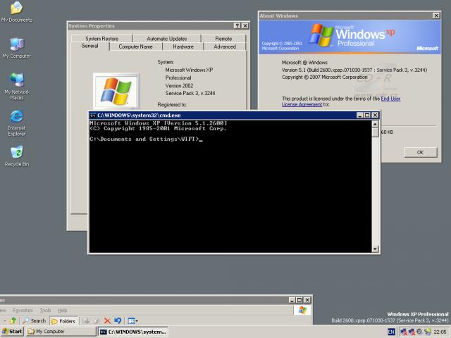 Windows XP Service Pack 3 (RC1 build 3244) - plocha