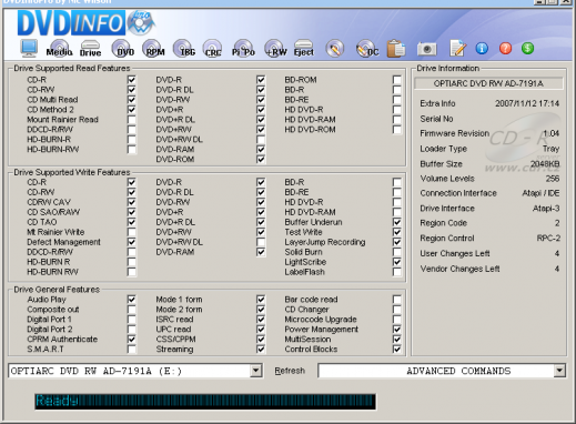 Optiarc AD-7191A - DVDinfo Pro
