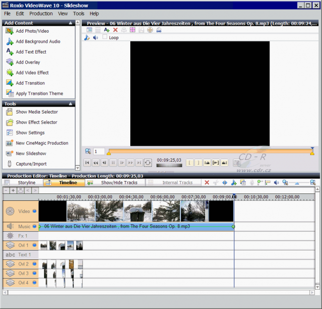 Easy Media Creator 10 - VideoWave editace slideshow fil to video