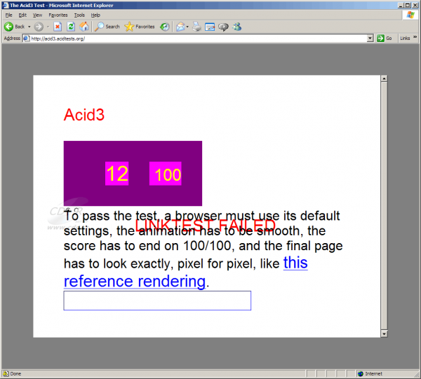 Acid3: Internet Explorer 6 SP2