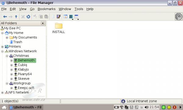 File Manager zobrazuje okolní počítače s Windows