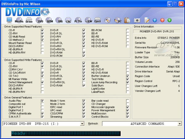 Pioneer DVR-215 - DVDinfo Pro