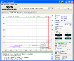 Pioneer DVR-215 - CDspeed zápis DVD-RAM 5× s verifikací