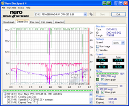 Pioneer DVR-215 - CDspeed zápis DVD+R DL Philips 8×