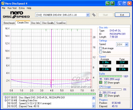 Pioneer DVR-215 - CDspeed zápis DVD+R DL Ricoh 8×