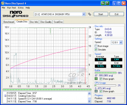 LiteOn DH20A3H - CDspeed zápis DVD-R 16×@12× simulace