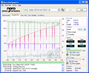 Optiarc AD-7203S - CDspeed zápis DVD-R 16×@18× TY