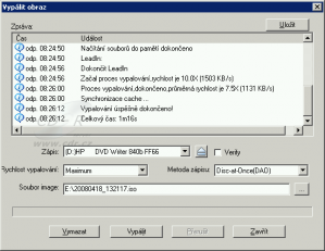 Průběh vypalování - ISOBurn
