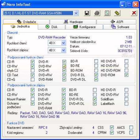 LG GSA-H58N - Nero InfoTool