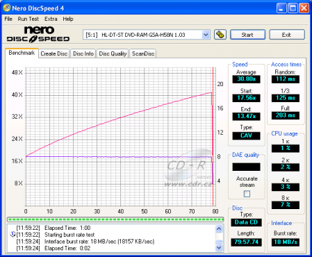 LG GSA-H58N - CDspeed čtení CD-RW