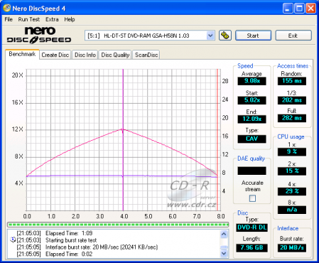 LG GSA-H58N - CDspeed čtení DVD-R DL