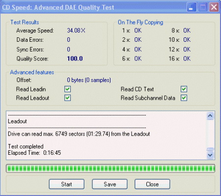 LiteoOn LTR-52246S Advanced DAE speed test