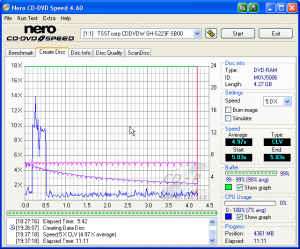 Samsung SH-S223F - CDspeed zápis DVD-RAM 5× bez verifikace
