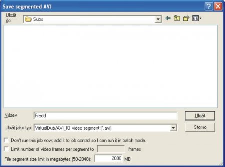 VirtualDub - Save segmented AVI