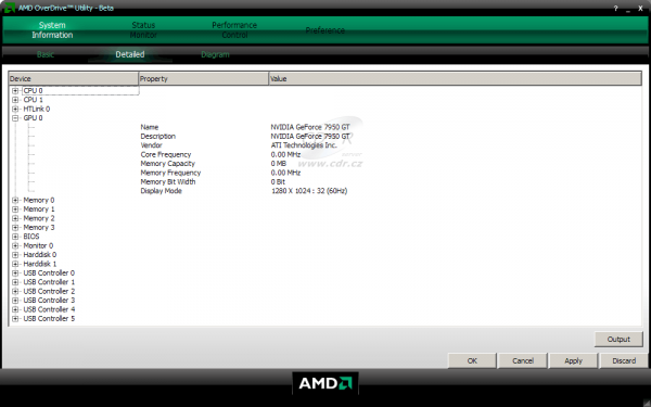 AMD OverDrive 2.1.1 Beta - informace o GPU (trochu kuriózní ;-)