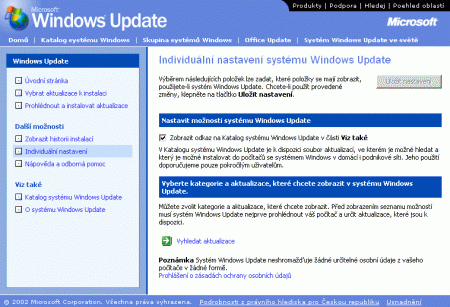 Windows Update - Katalog systému