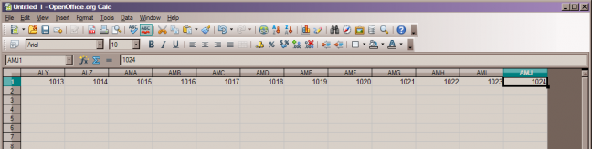 OpenOffice.org 3.0: 1024 sloupců v Calcu