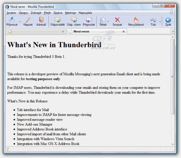 Thunderbird 3.0 beta 1: Panely