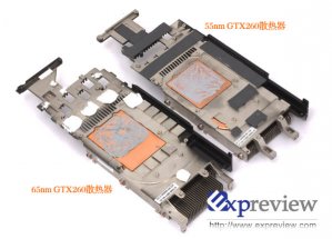 55nm vs 65nm GeForce GTX 260, chladiče