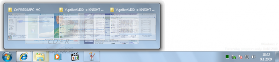Windows 7 - panel úloh (taskbar) - přepínání mezi náhledy