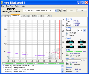 Pioneer DVR-216 - CDspeed zápis DVD+R 16×@4×