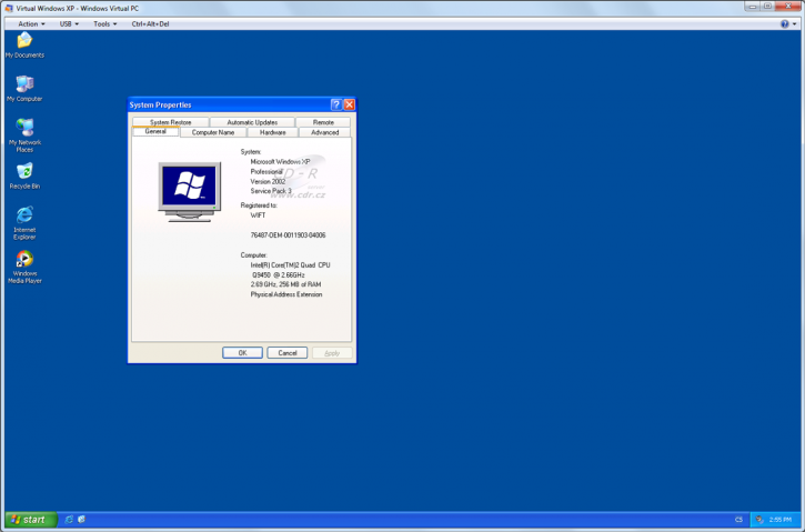 Virtual Windows XP - System Properties