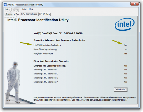 Intel Processor Identification Utility - virtualizace