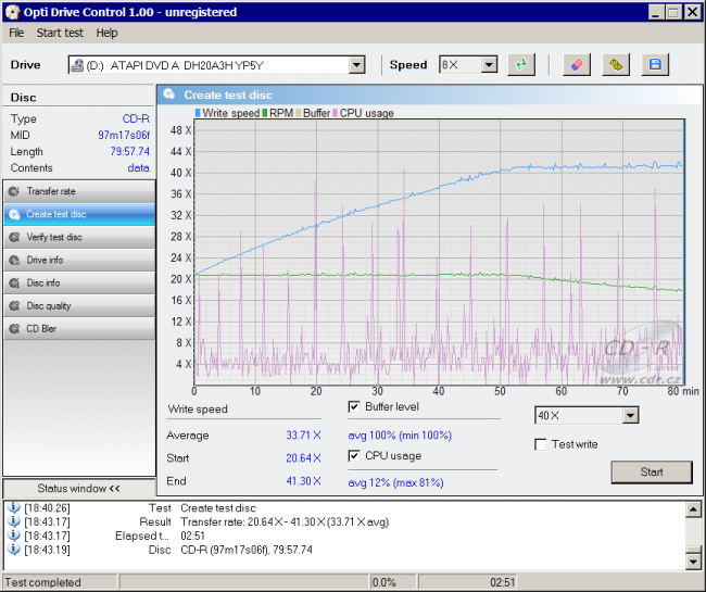 Opti Drive Control - vytvoření testovacího média