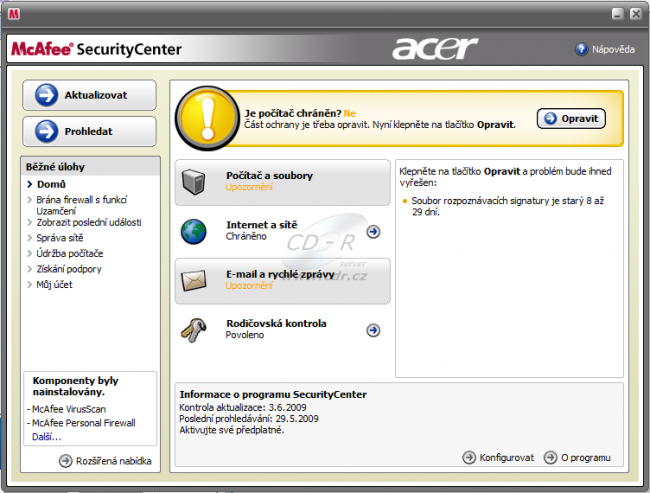 Acer Aspire 5810T Timeline: McAfee SecurityCenter