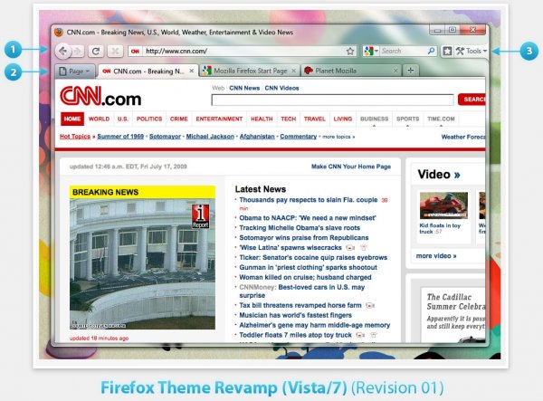 Návrh na design Firefoxu 3.7 ve Windows Vista/7