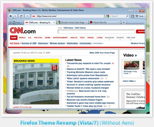 Návrh na design Firefoxu 3.7 ve Windows Vista/7 bez Aero