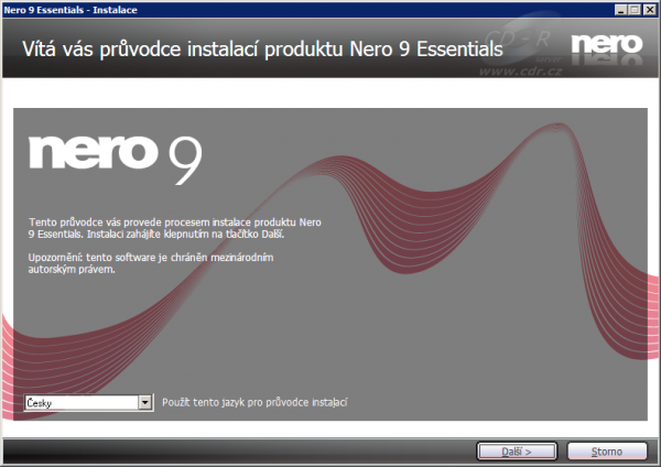 Instalace Nero 9 Free - Úvodní obrazovka
