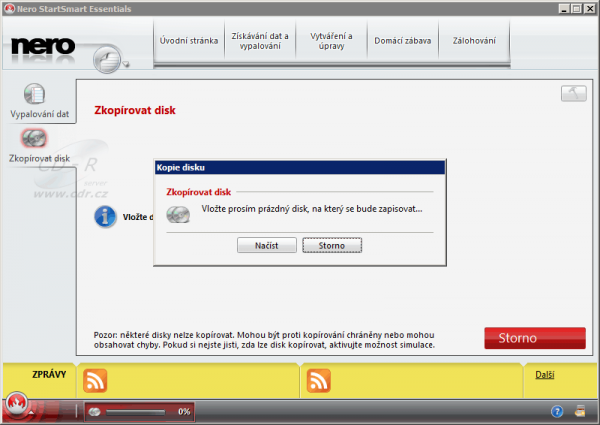 Nero 9 Free - Nero StartSmart - Kopírování - dotaz na vložení cílového disku