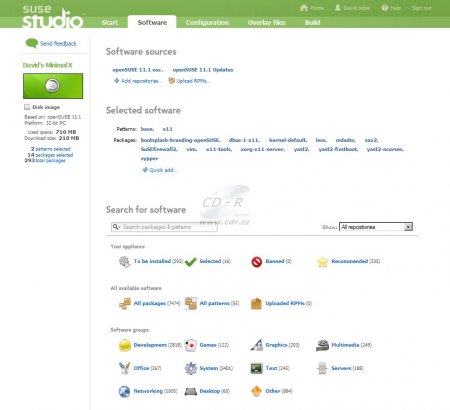 SUSE Studio - výběr aplikací