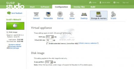 SUSE Studio - storage&memory