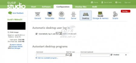SUSE Studio - nastavení desktopu
