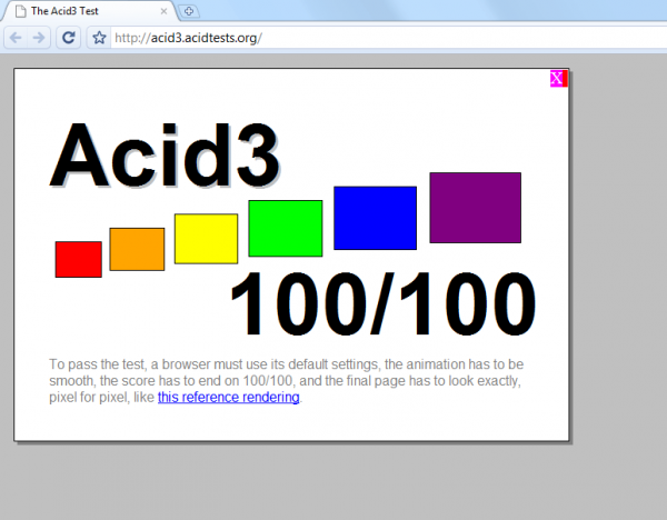 Google Chrome 3 - Acid3 test