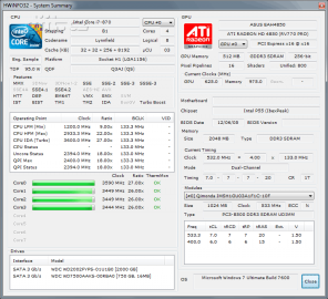 Intel Core i7/i5 + P55: HWiNFO32 Summary - Core i7 870