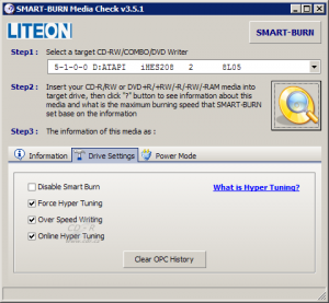 LiteOn iHES208 - Smart Burn settings