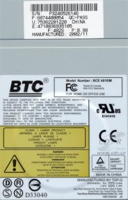 BTC BCE-4816IM - výrobní štítek