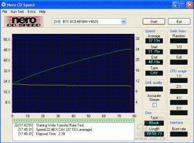 BTC BCE-4816IM - CDspeed zápis CD-R 48× Verbatim