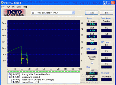 BTC BCE-4816IM - CDspeed zápis CD-R 180MB