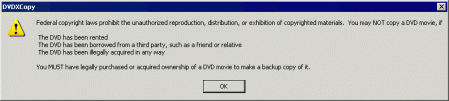 DVD X Copy - vystraha k čemu program slouží