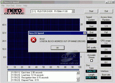 Plextor PX-504A CDspeed data 99 min.