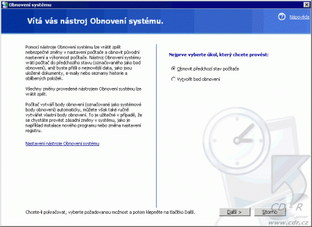 Windows XP - Obnovení systému