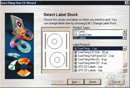SureThing CD labeler - výběr papíru