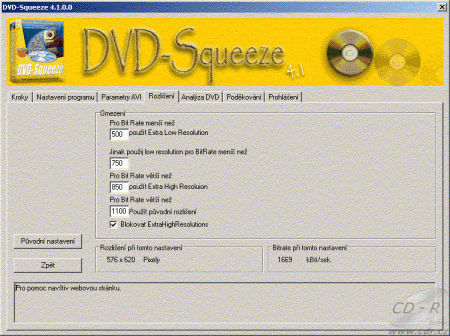 DVD squeeze - rozlišení