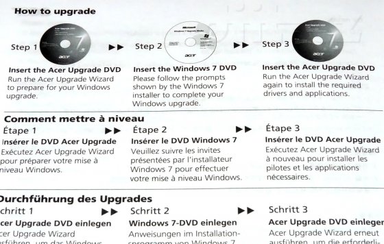 Acer Windows 7 Upgrade kit - návod na upgrade