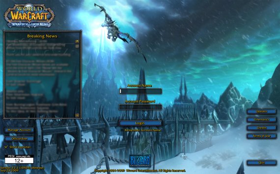 World of Warcraft - login obrazovka