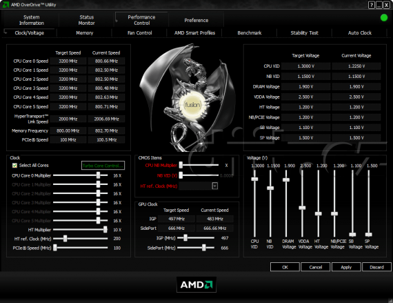 AMD OverDrive 3.2.1 - nastavení výkonu